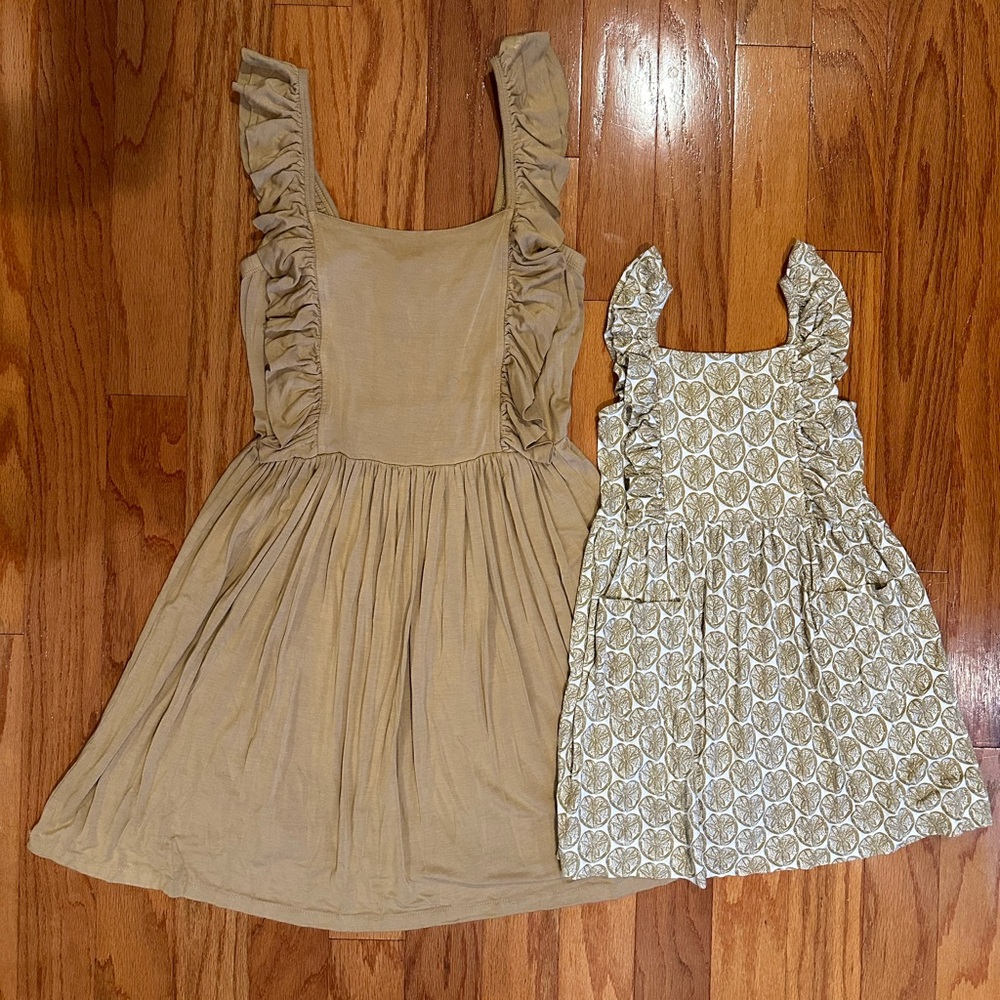 Kate Quinn Matching Mommy & Mini Bamboo Ruffle Dresses Sz XS & 5T